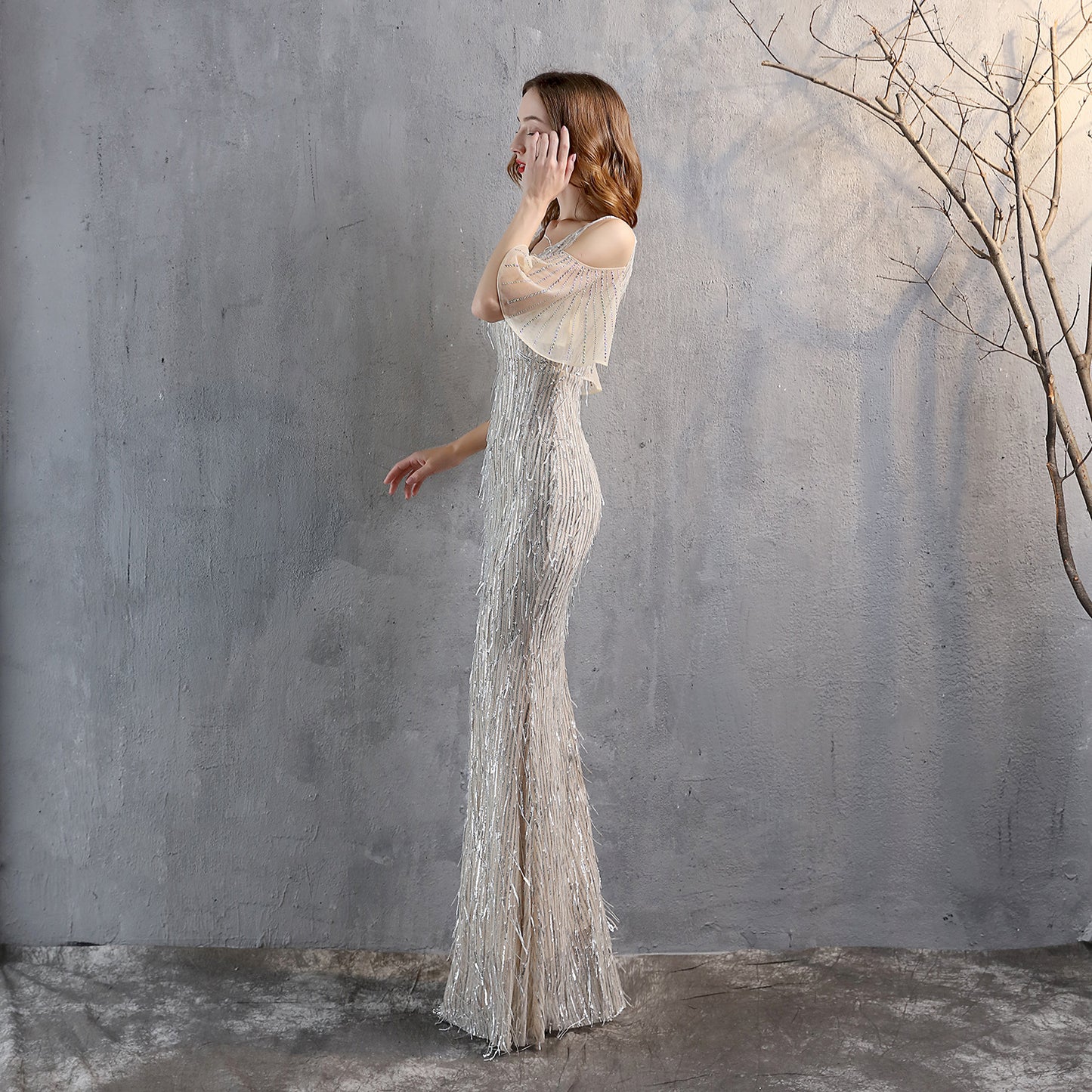 Sequin Tassel Fishtail Gown