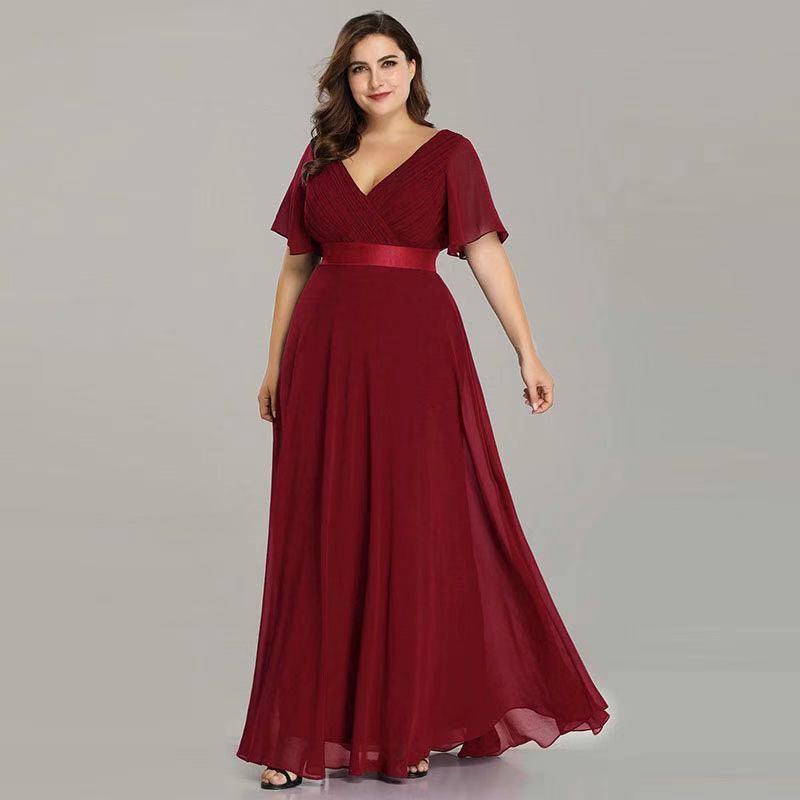 V-neck Chiffon Evening Dress