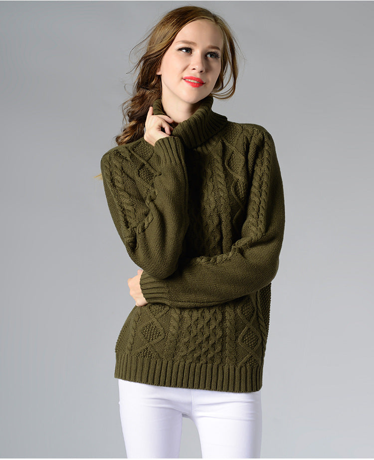 Turtleneck Long Sleeve Twisted Sweater