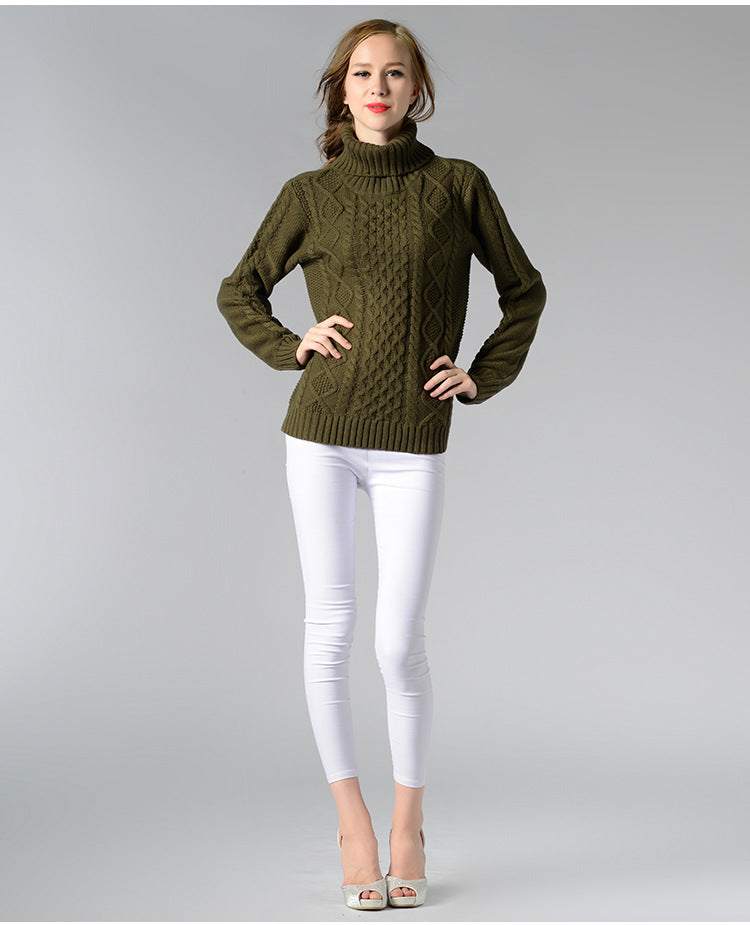 Turtleneck Long Sleeve Twisted Sweater