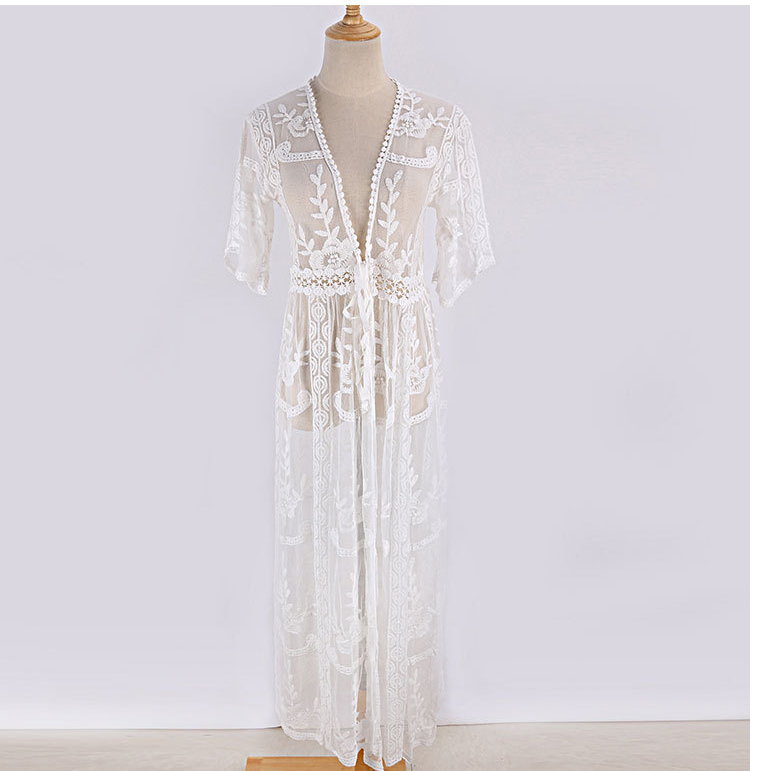 Lace Embroidery Beach Cover-up