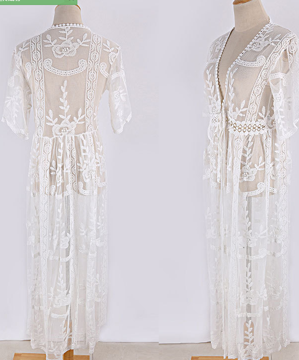 Lace Embroidery Beach Cover-up