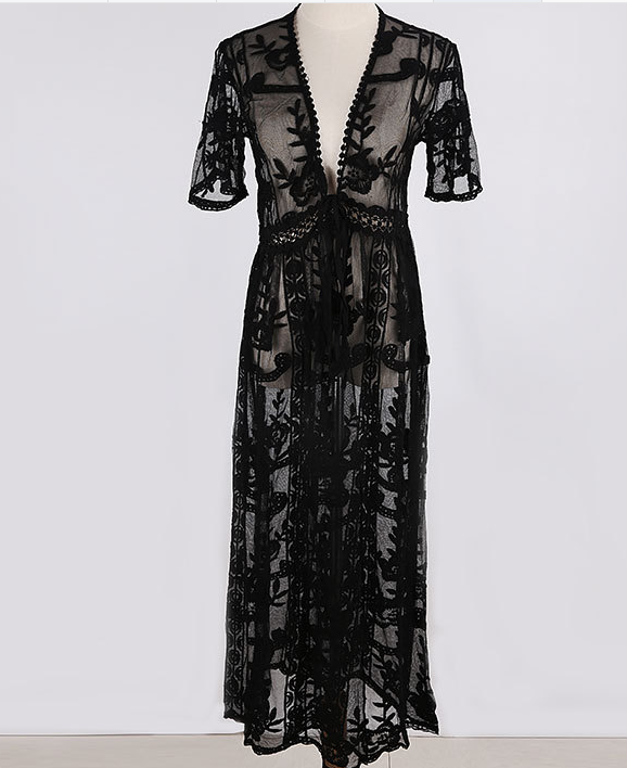 Lace Embroidery Beach Cover-up