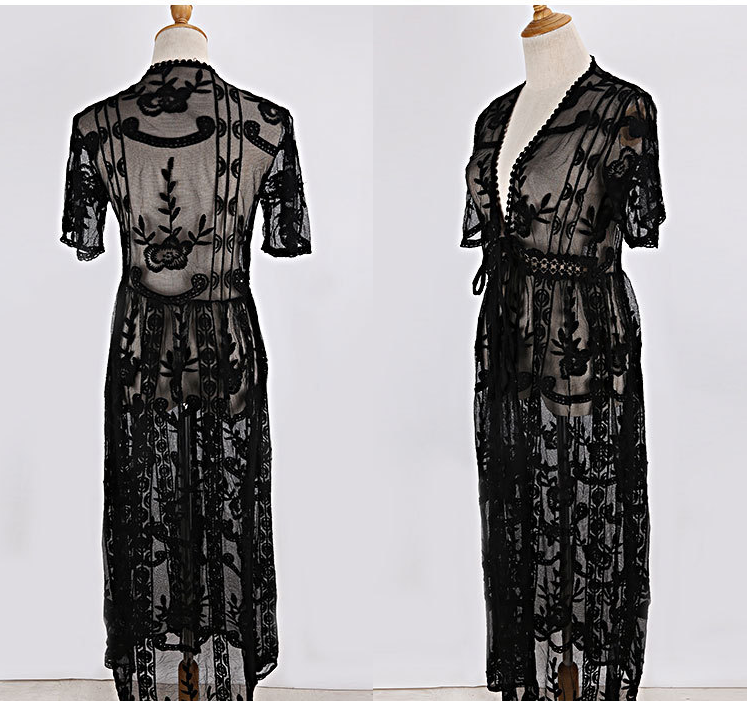 Lace Embroidery Beach Cover-up