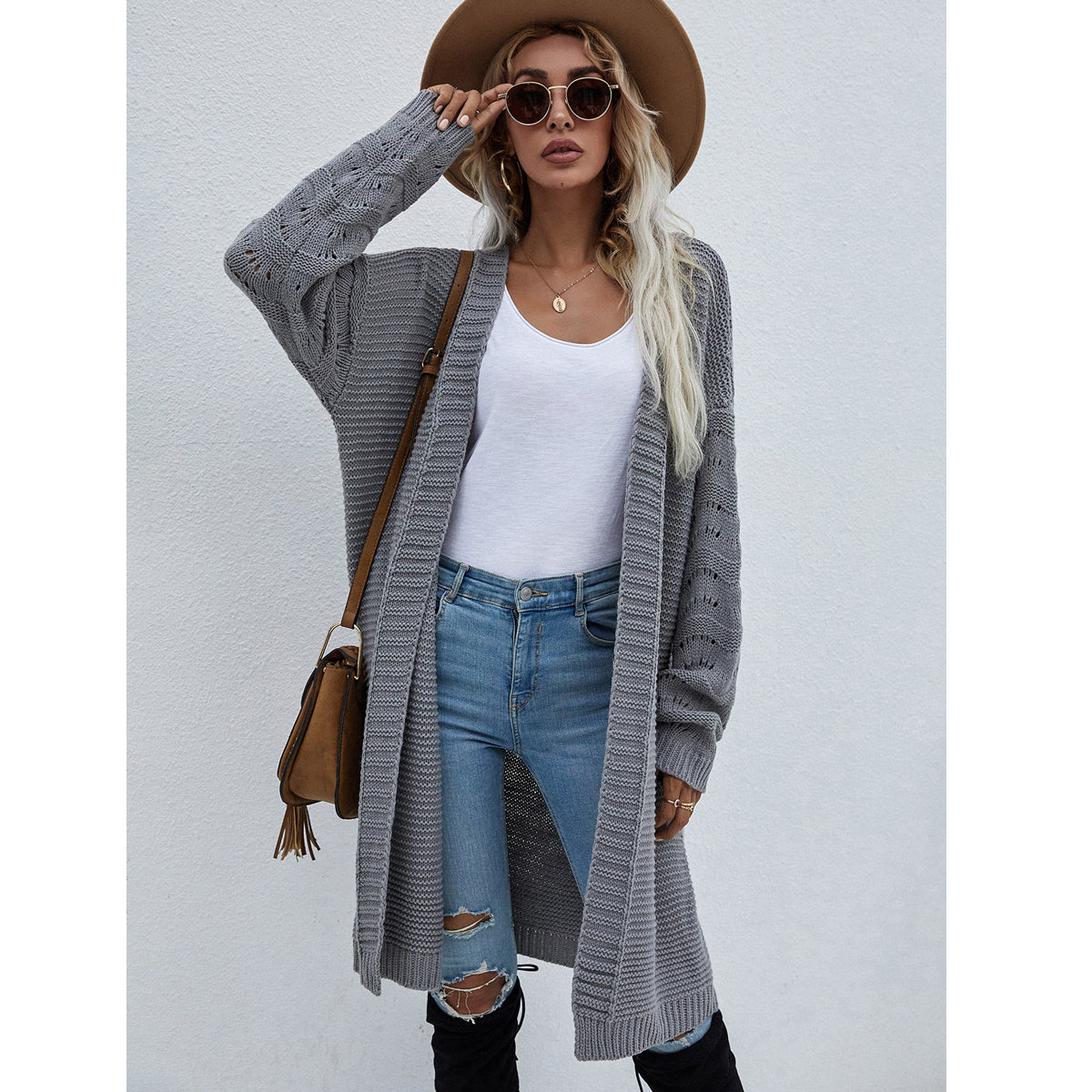 Long Knitted Open Sweater