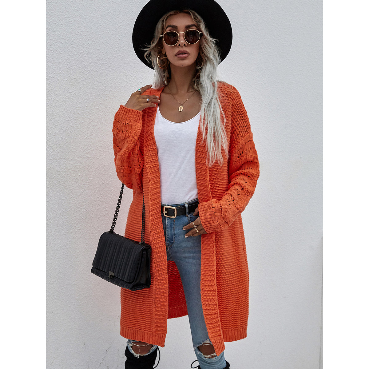 Long Knitted Open Sweater