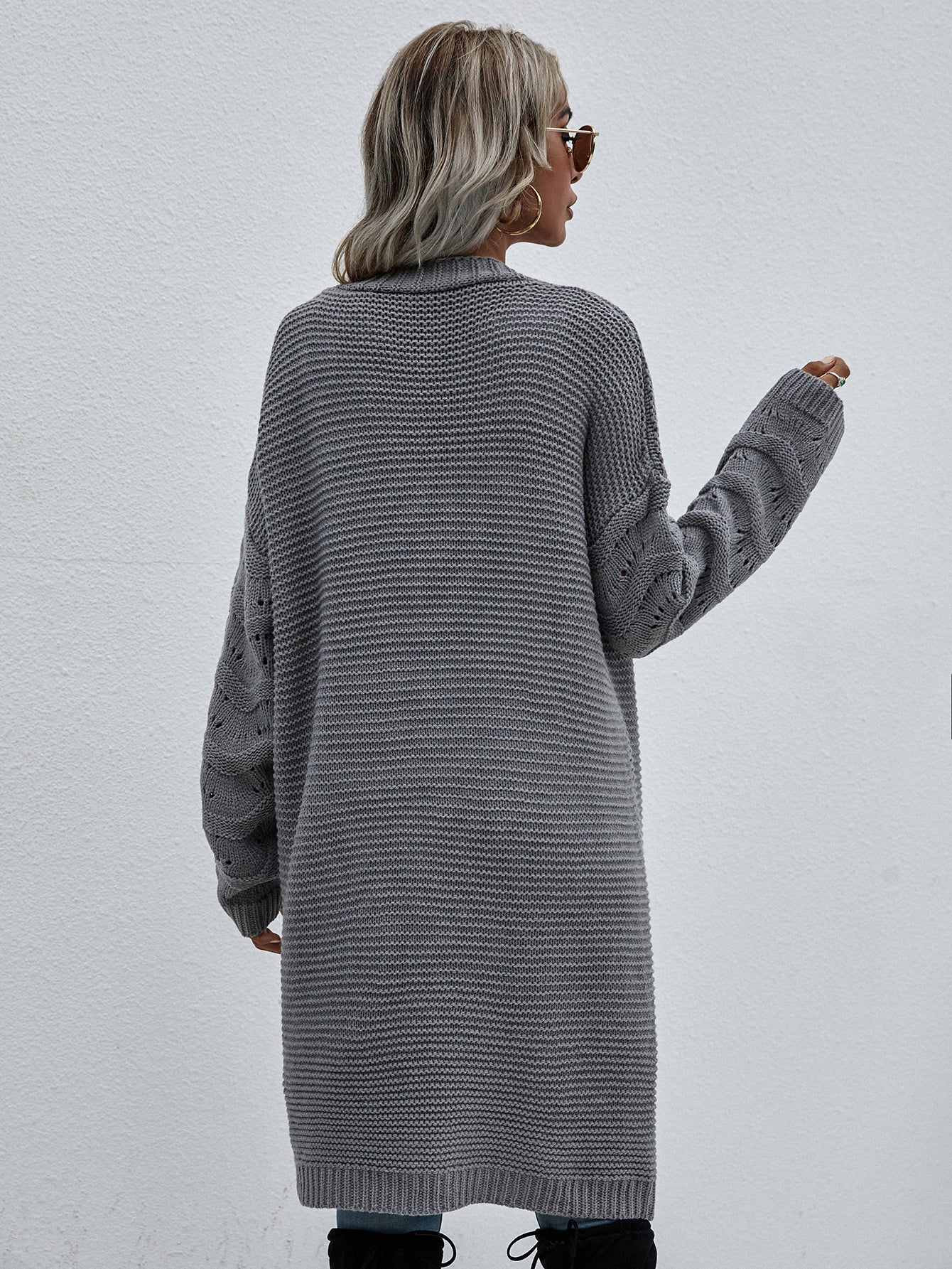 Long Knitted Open Sweater