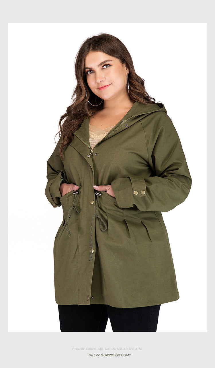 Abrigo anorak verde militar adelgazante con cintura media