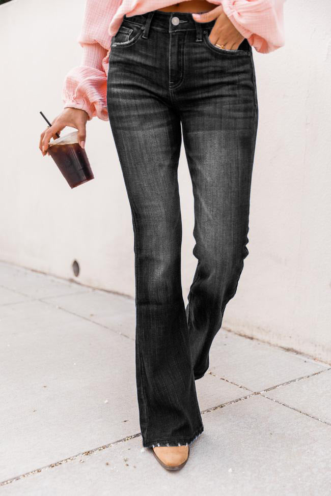 Pantalones acampanados elásticos de cintura alta