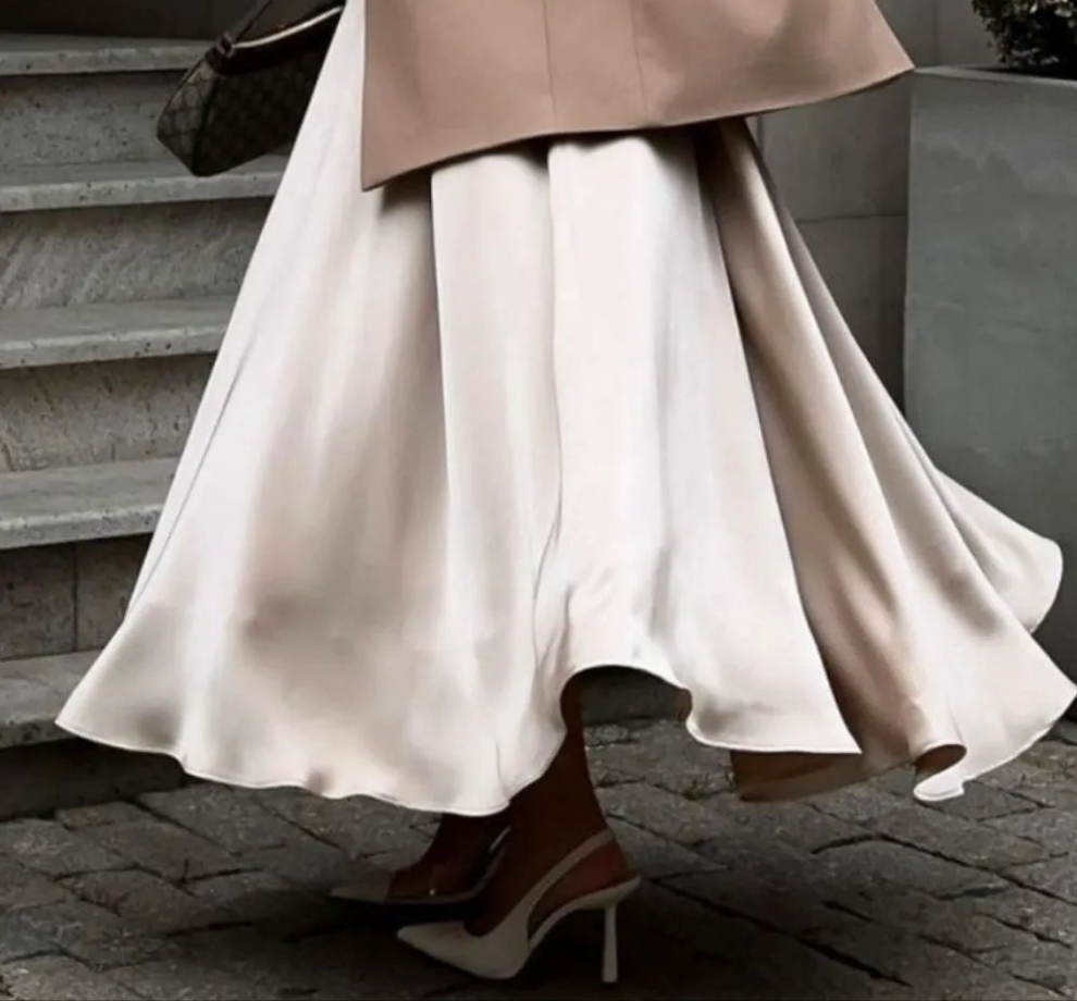 Back Elastic Waist Satin Minx Skirt