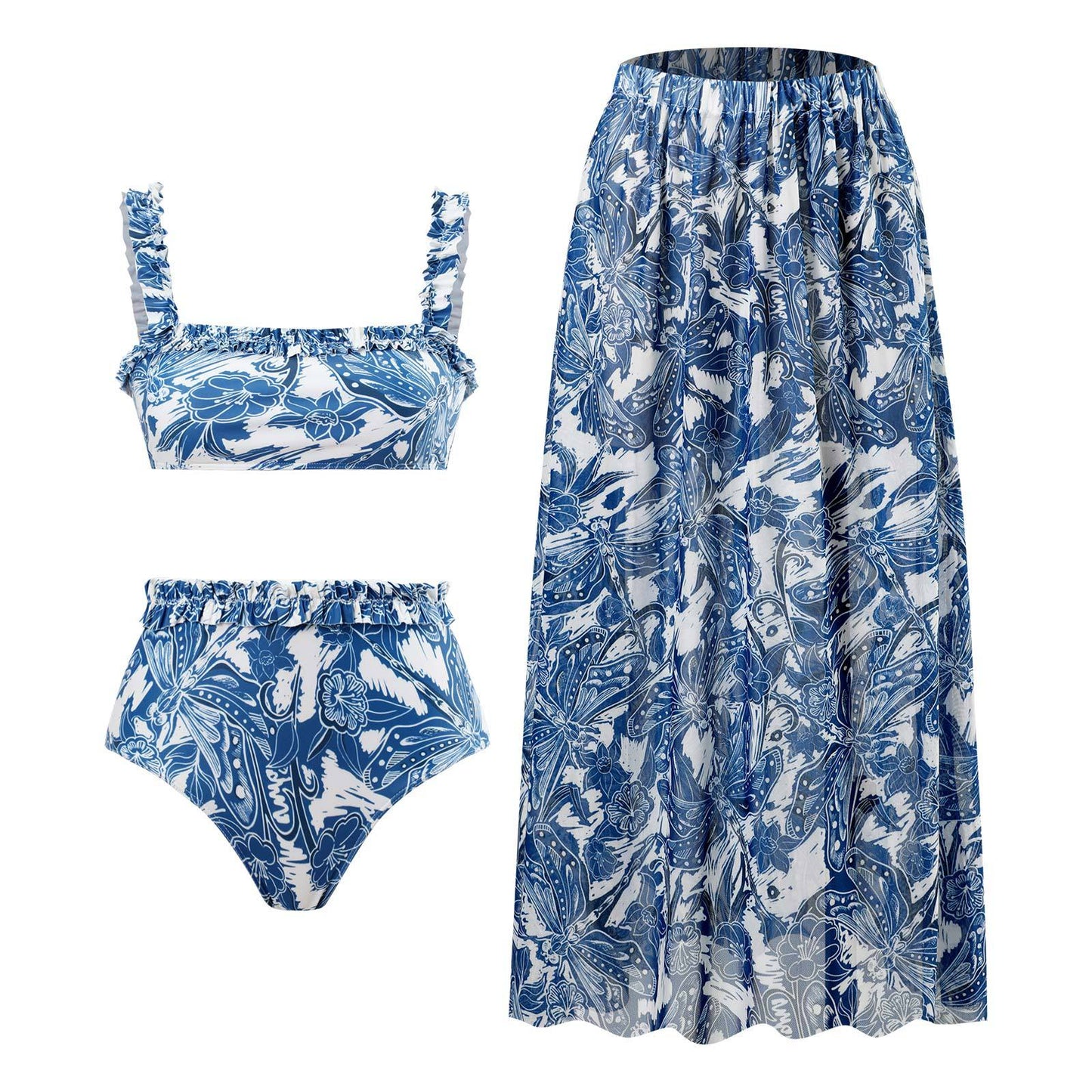 Retro Three Piece Swimsuit Set