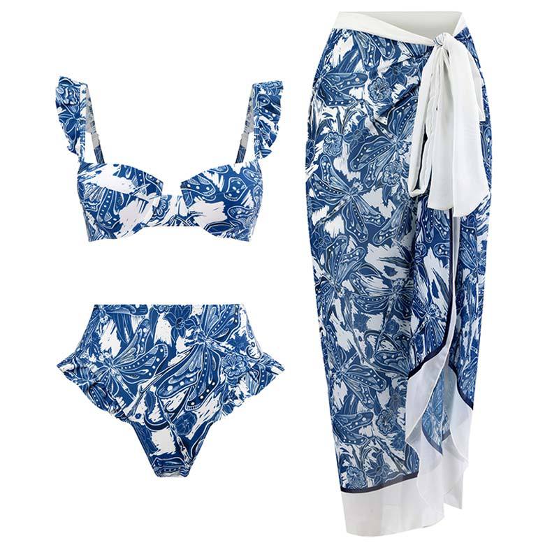 Retro Three Piece Swimsuit Set
