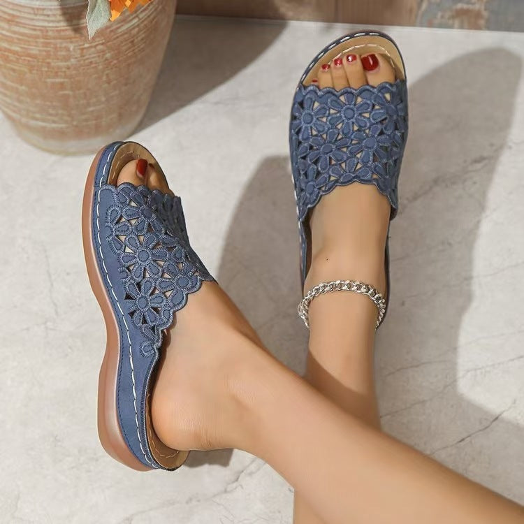 Simple Floral Cutout Lightweight Beach Sandals