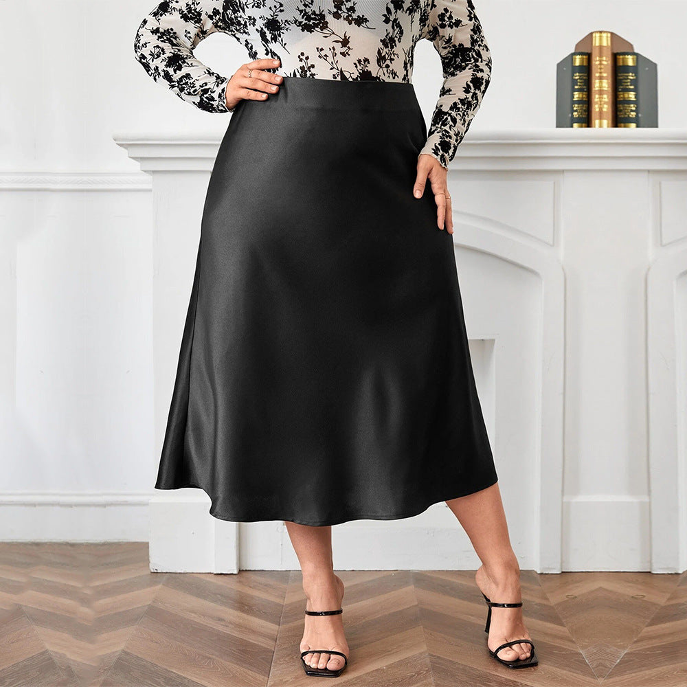 Black Satin A Line Skirt