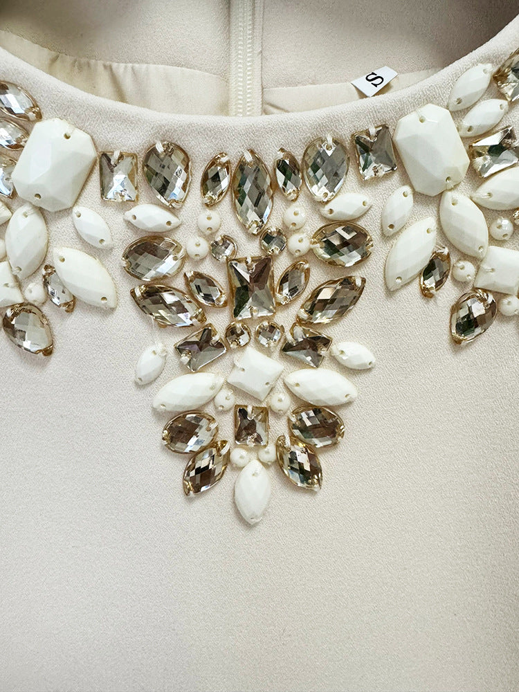 Beads & Diamond Long Sleeve Dress