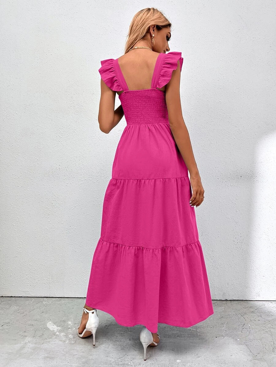 Summer Strap Ruffled Dress