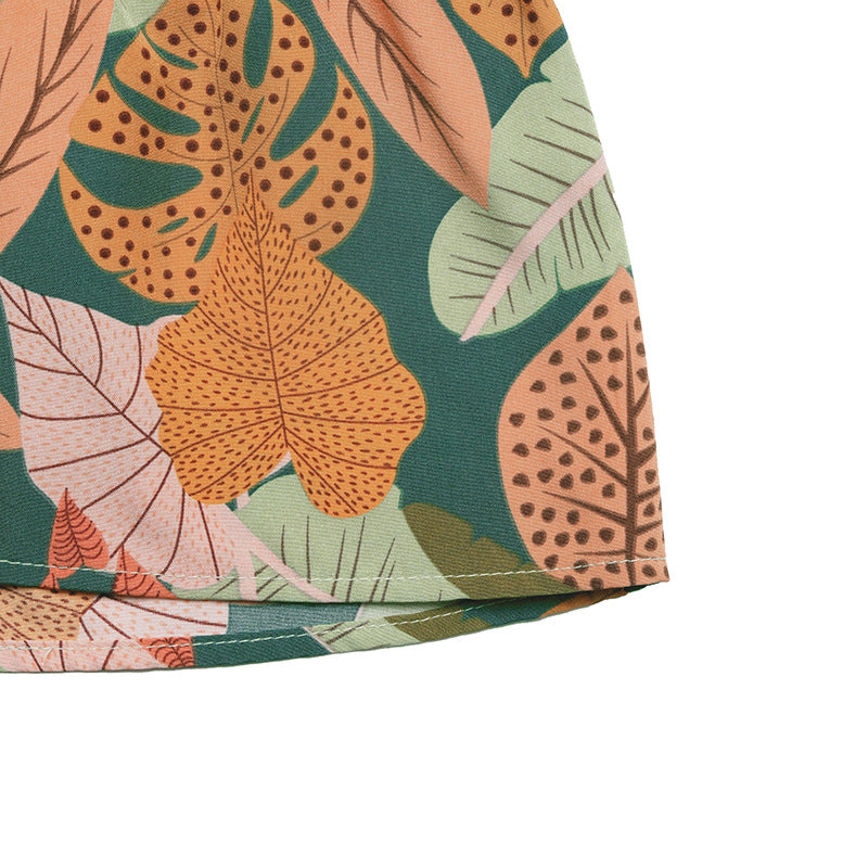 Tropical Floral Print Elastic Shorts