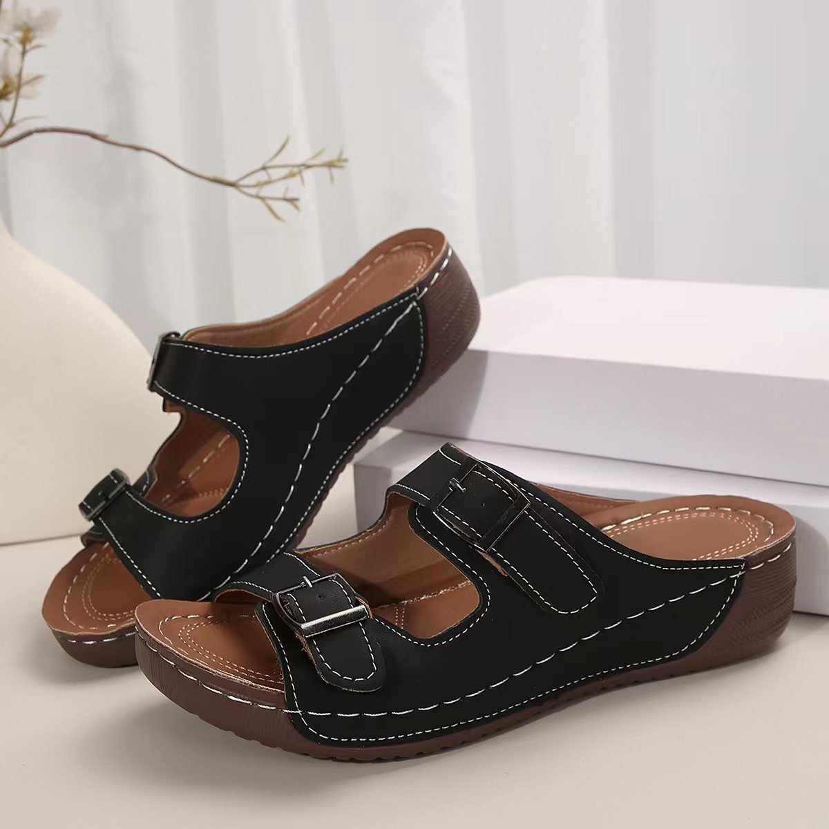 Thick Bottom Belt Buckle Sandals