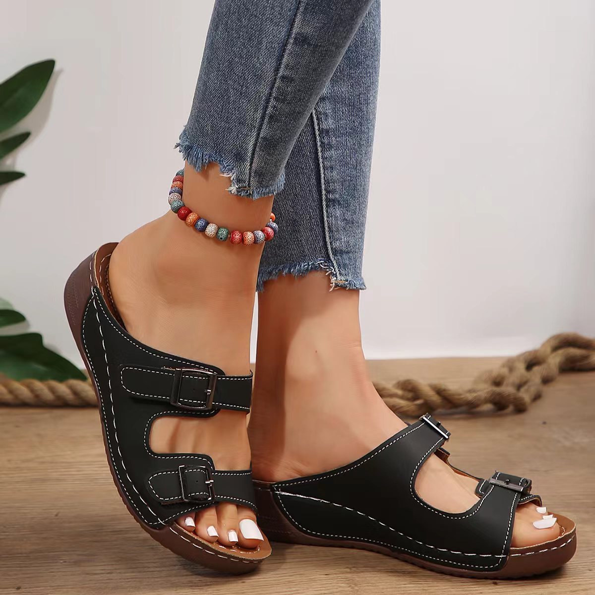 Thick Bottom Belt Buckle Sandals