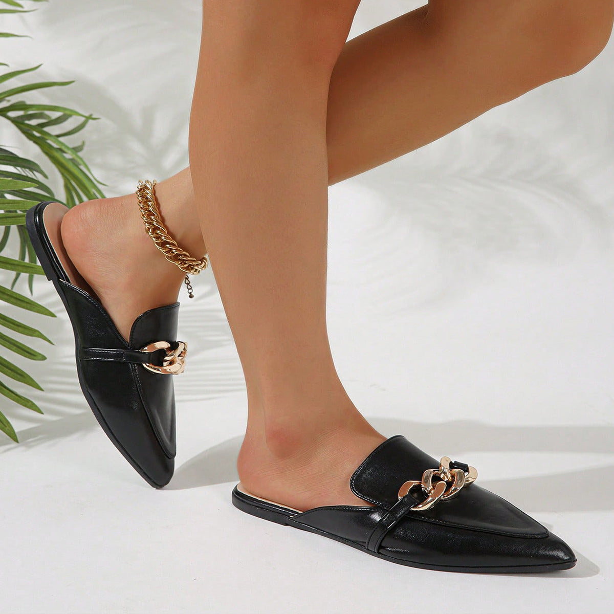 Casual Faux Leather Mules Shoes