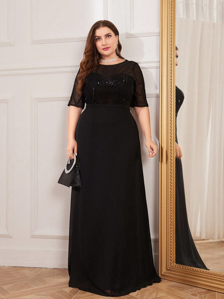 Ciara Sequin Chiffon Evening Dress