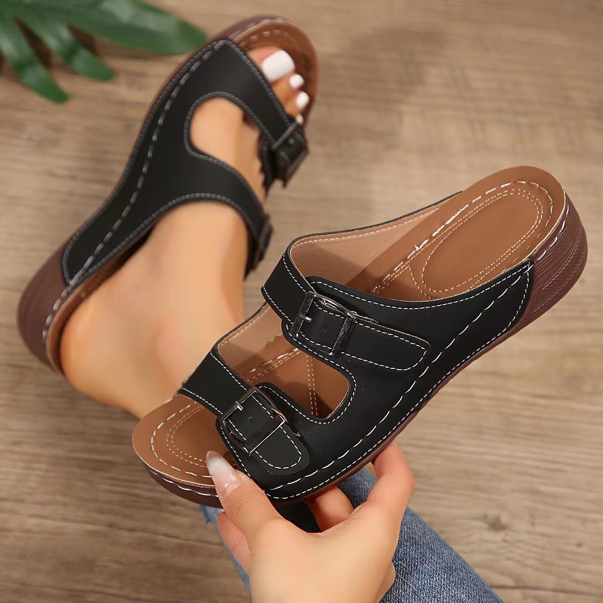 Thick Bottom Belt Buckle Sandals