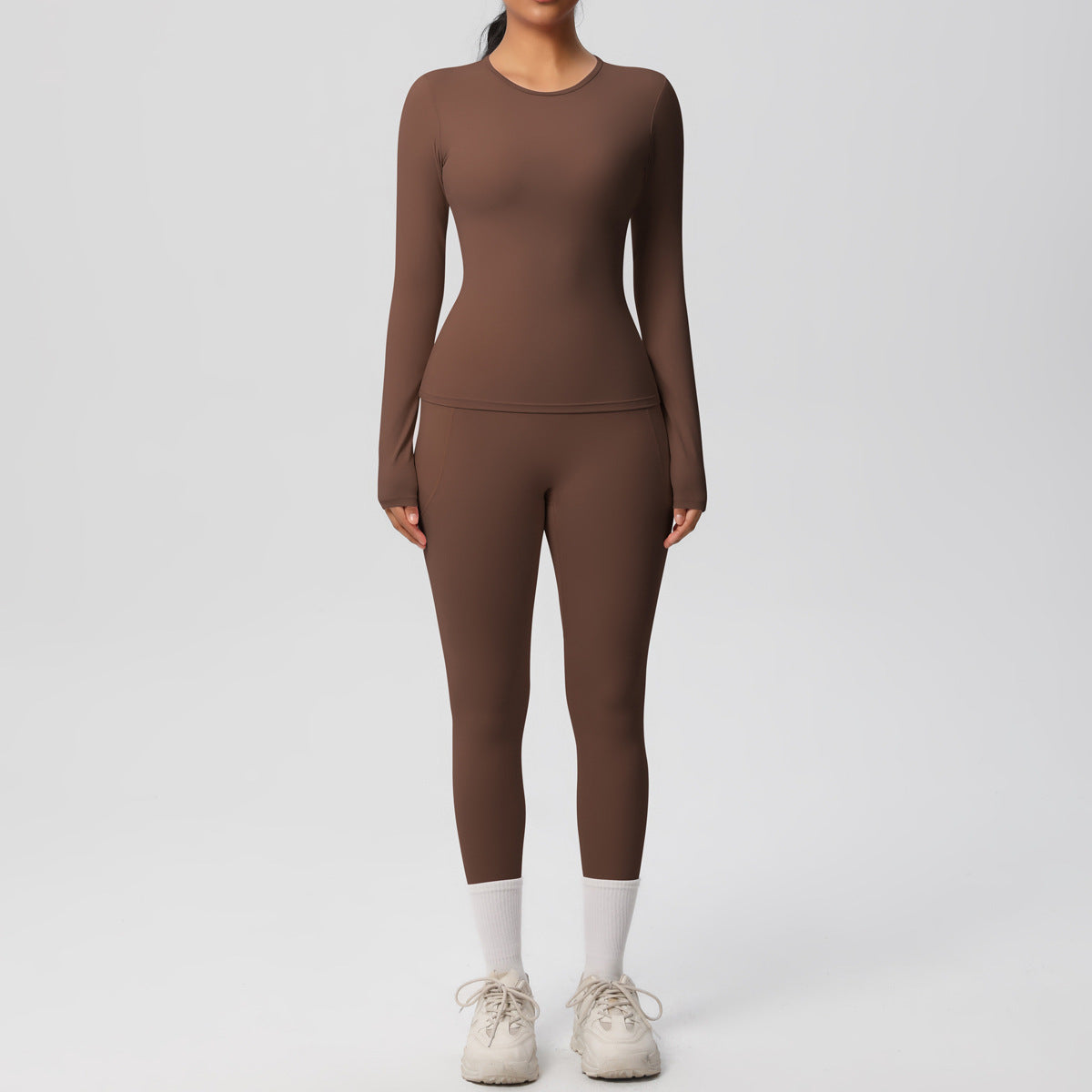 Long Sleeve Pocket Yoga Clothes Set