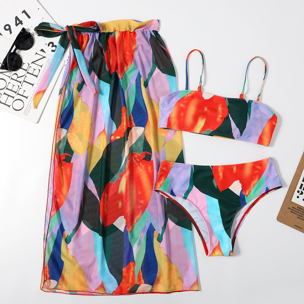 Colourful Three-Piece Bikini Set