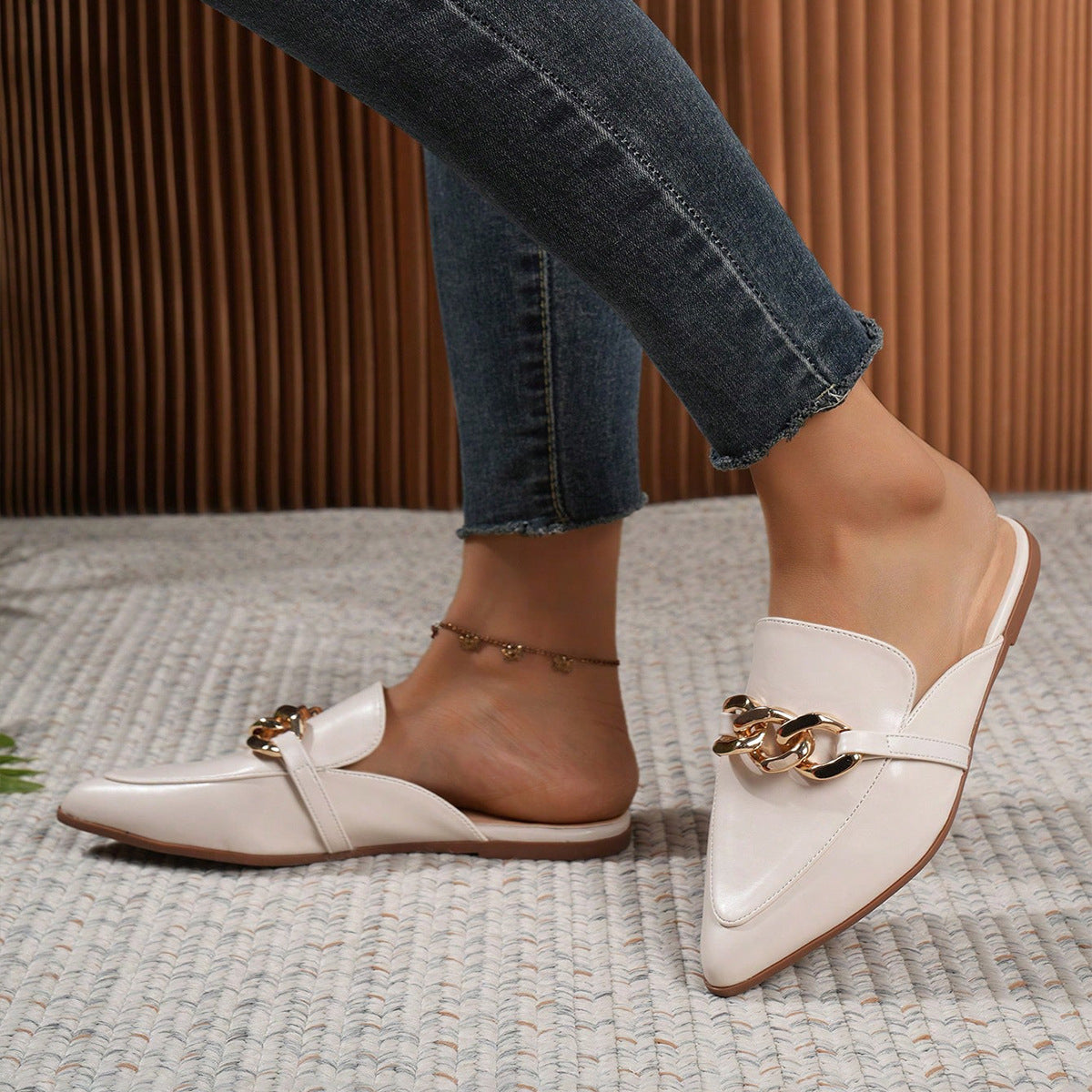Casual Faux Leather Mules Shoes