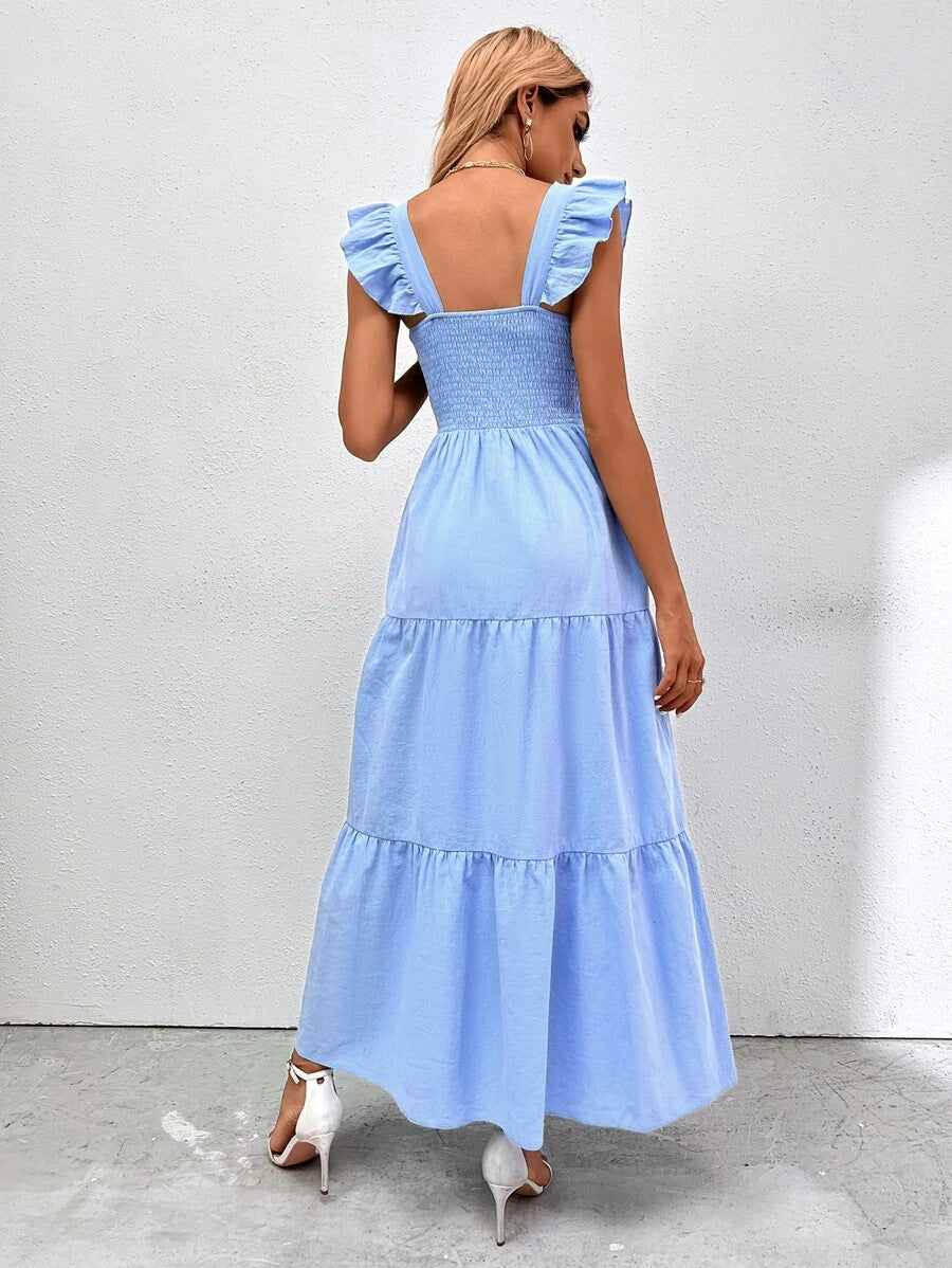 Summer Strap Ruffled Dress