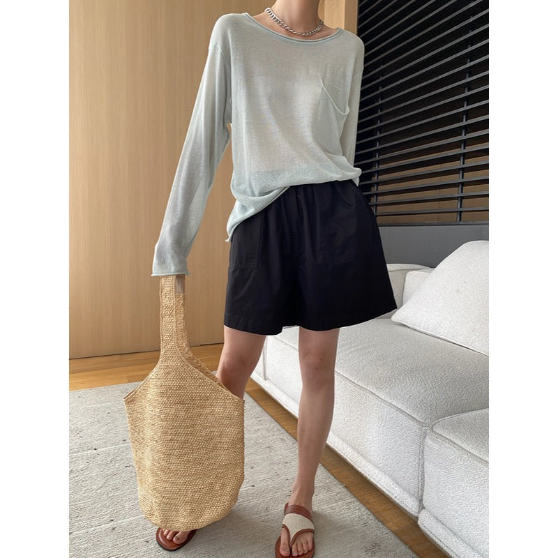 Cotton Loose Straight Shorts