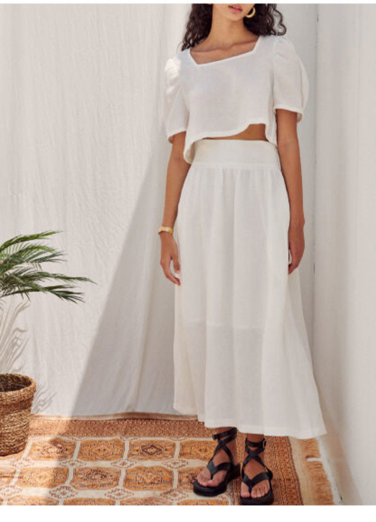 Breathable High Waist Linen Skirt