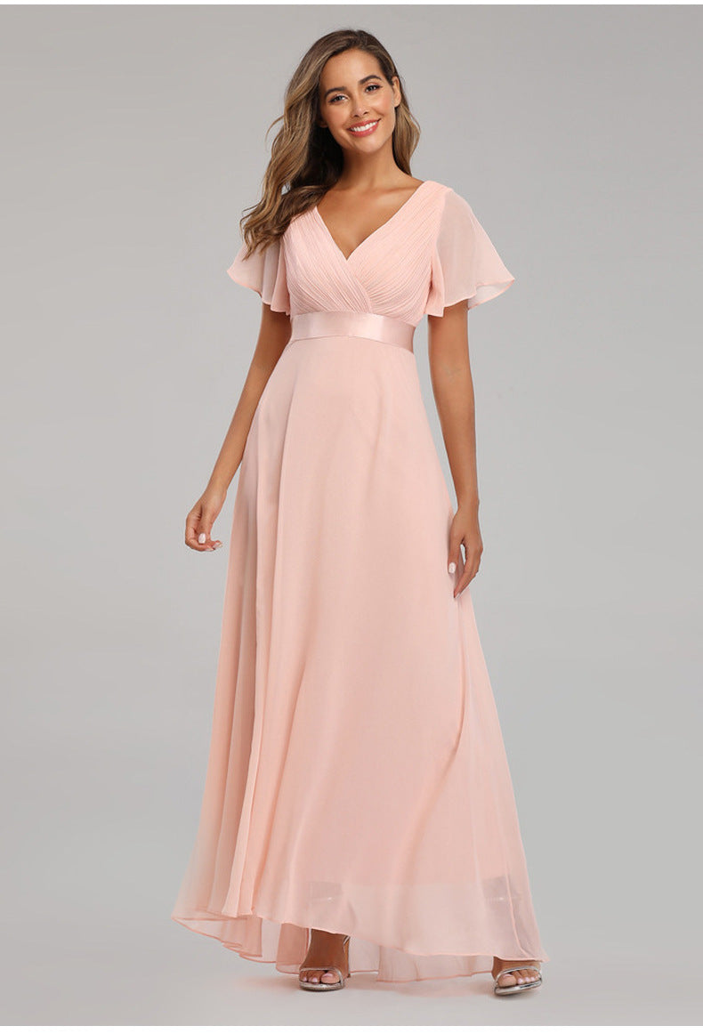 V-neck Chiffon Evening Dress