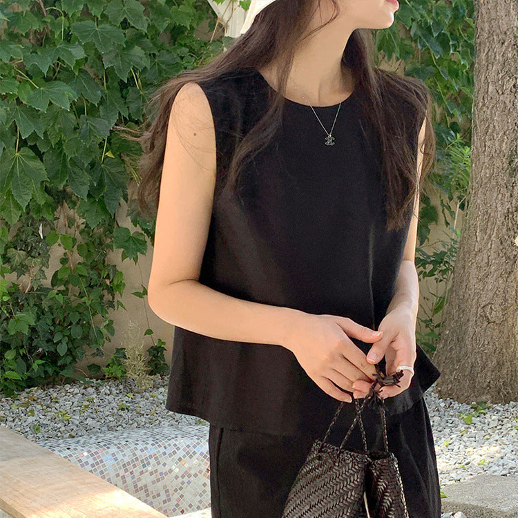 Sleeveless Cotton Linen Top