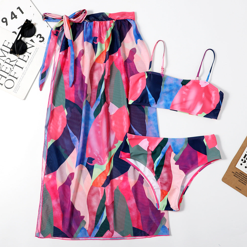 Colourful Three-Piece Bikini Set