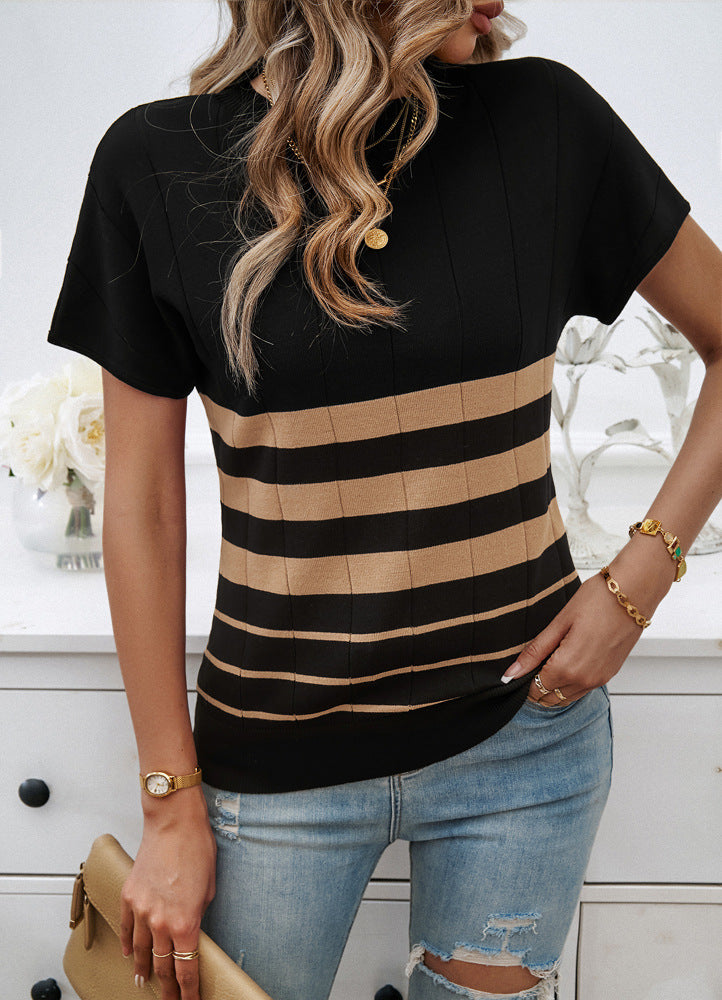 Elegant Slim Striped Sweater Top