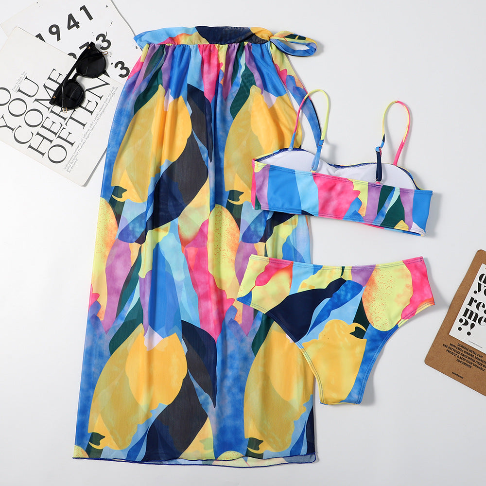 Colourful Three-Piece Bikini Set