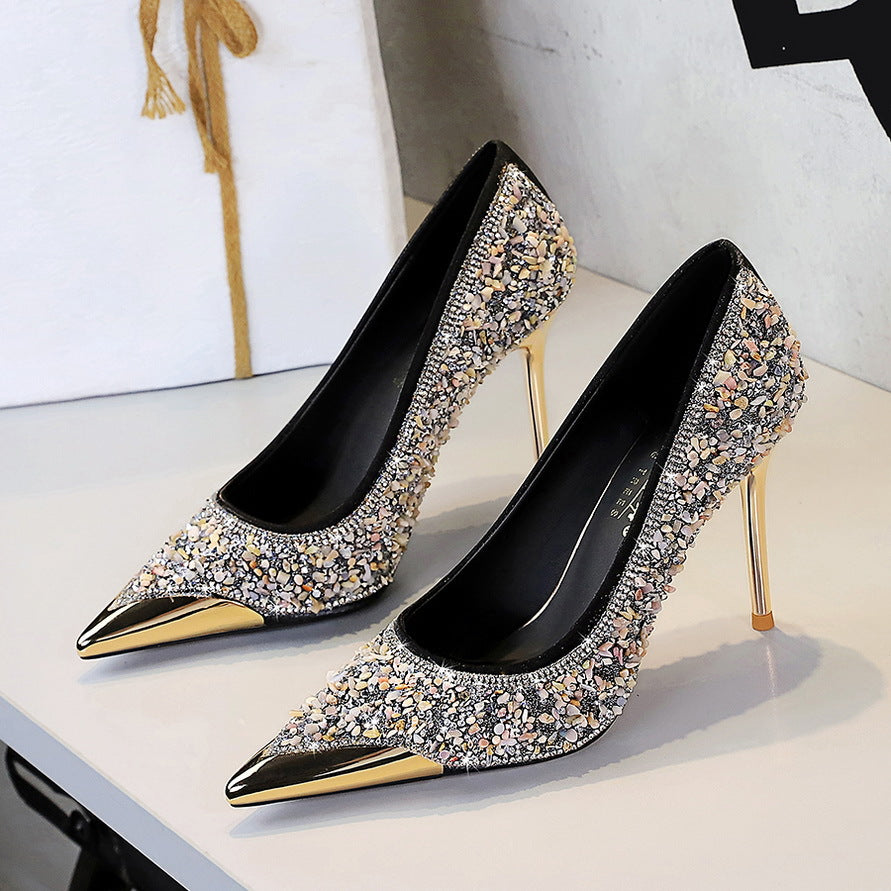 Rhinestone Metal Pointed Stilettos