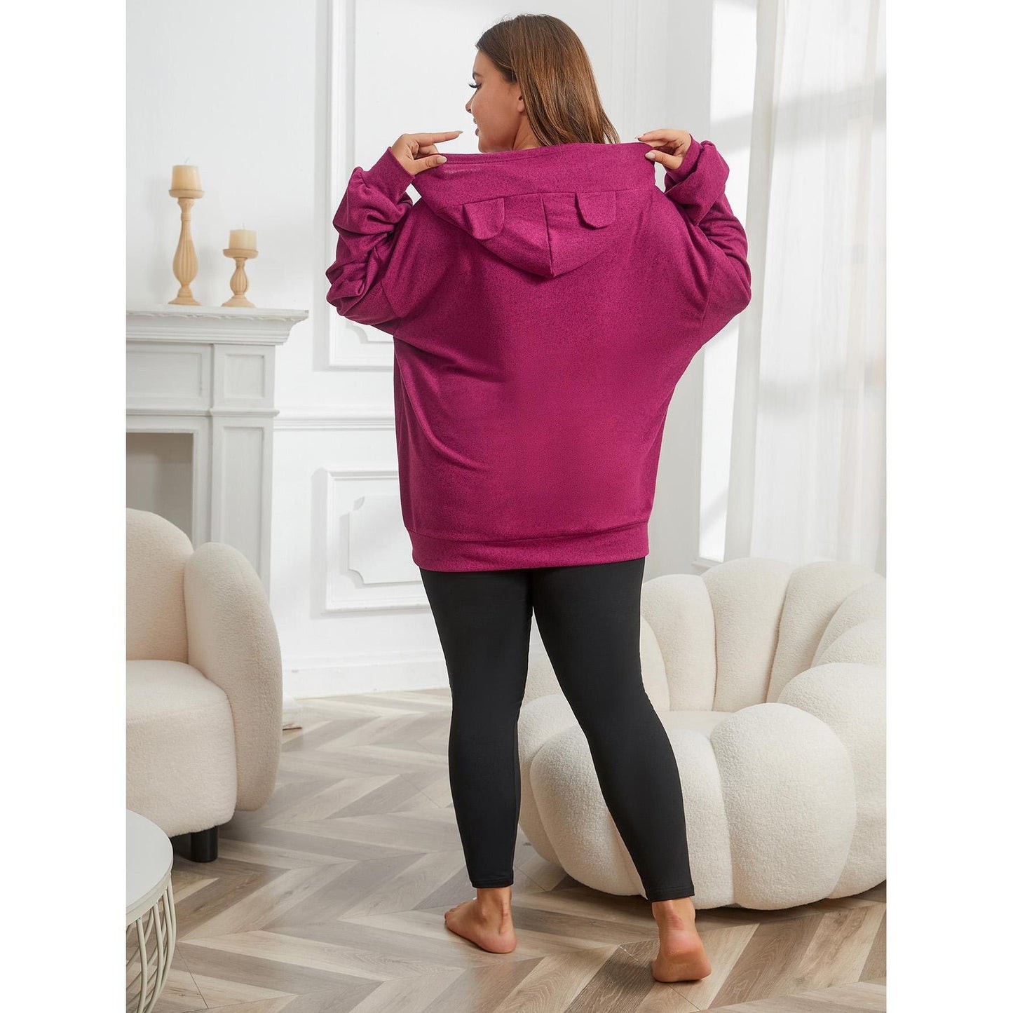 Curvy Light Sweatshirt Two Piece Set