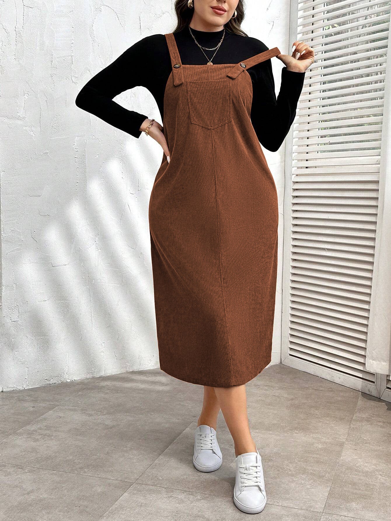 Brown Suspender Dress