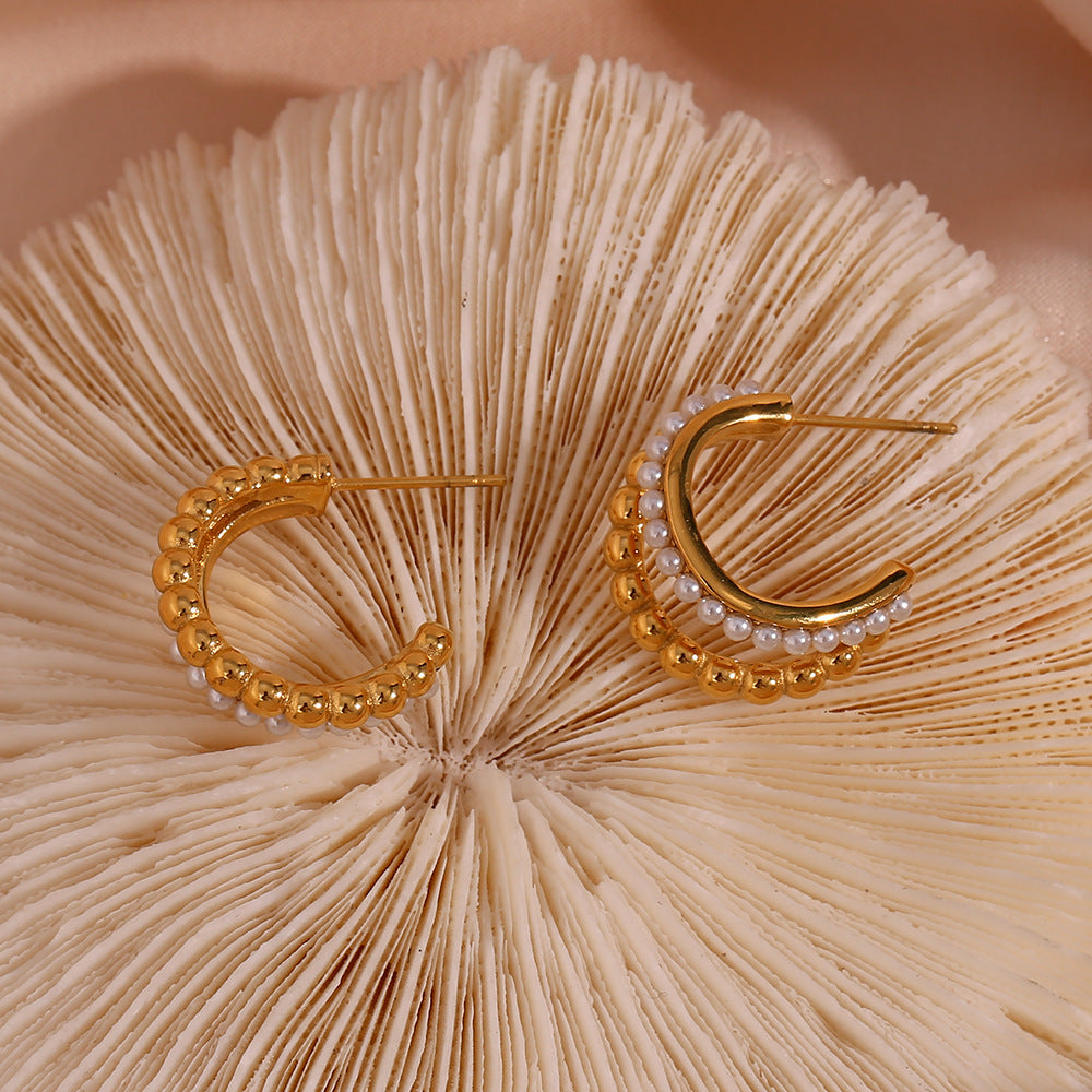 Betty Double Layer Beads Pearl Earrings