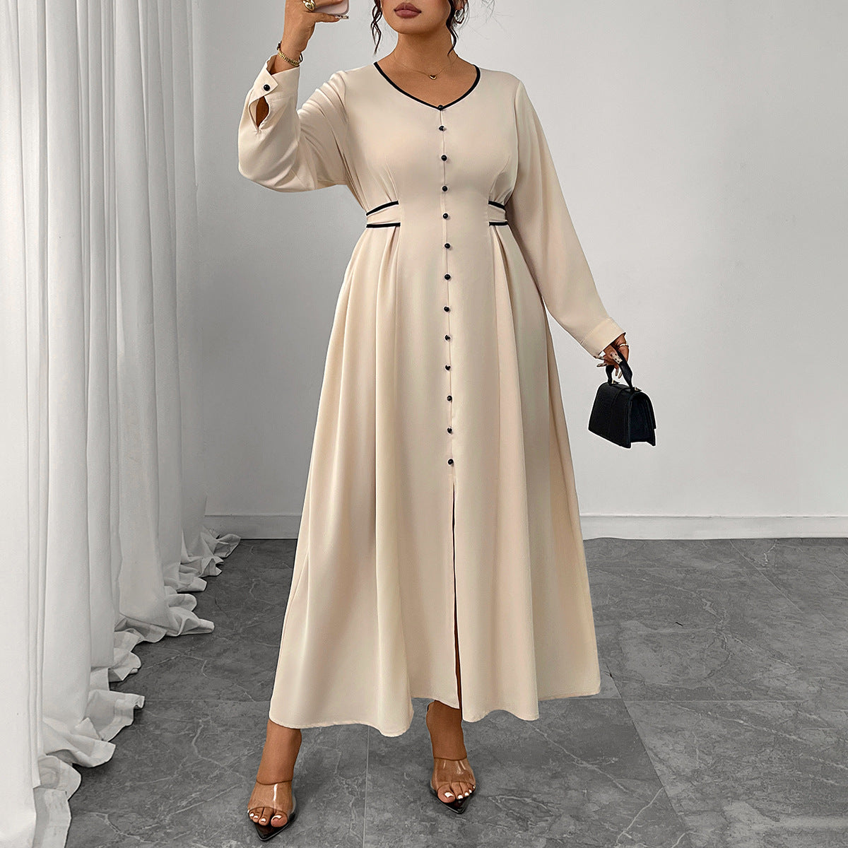 Ivory Waist Slimming Maxi Dress