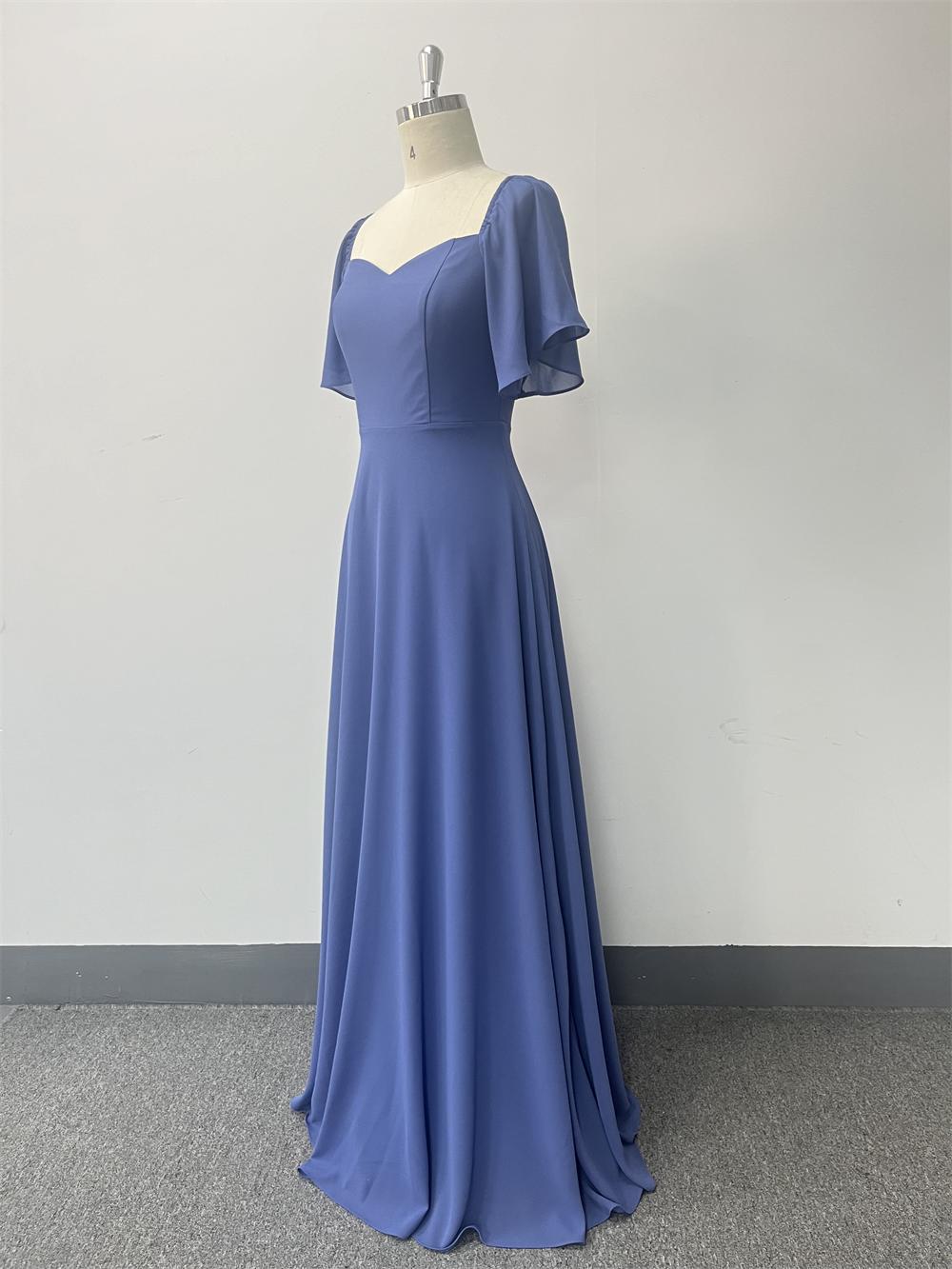 Blue Chiffon Evening Dress