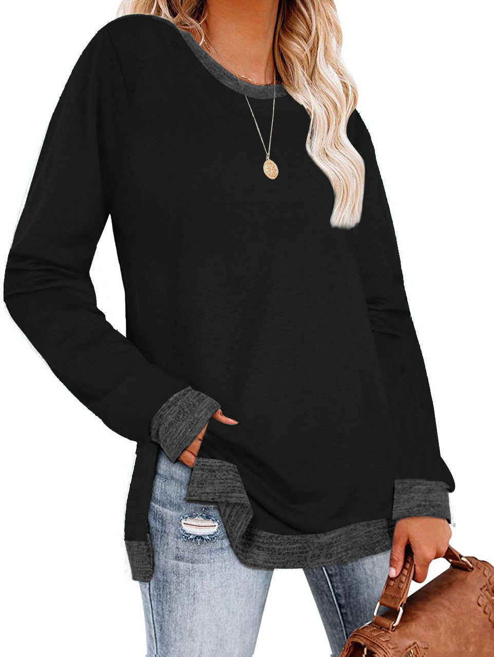 Multicolor Loose Split Top