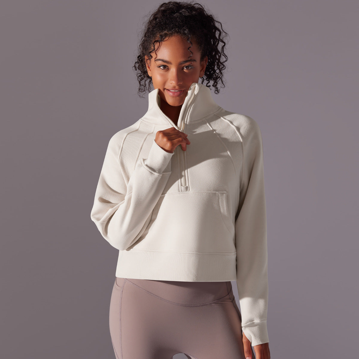 High Collar Zipped Sweatshirt