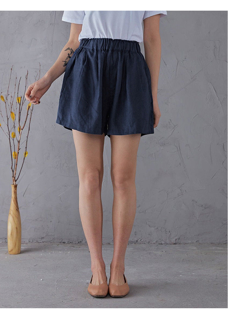 High Waist Hemp Cotton Shorts
