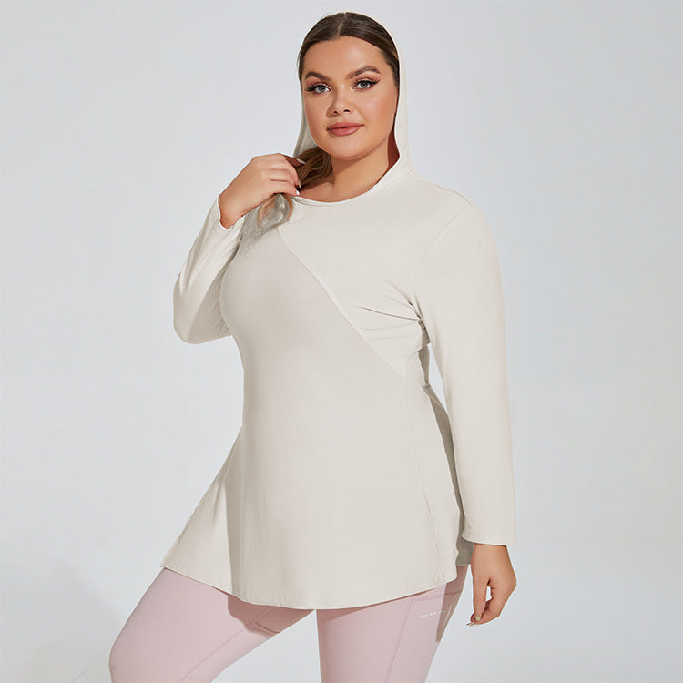 Side Slit Hooded Sports Top