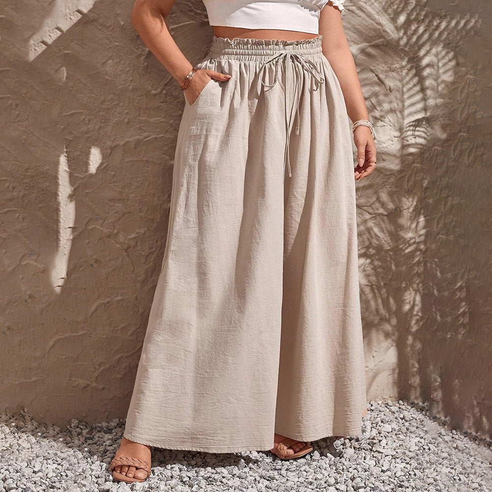 Wide Leg Khaki Pants w/ Pocket