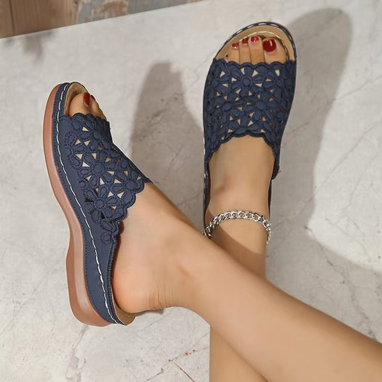 Simple Floral Cutout Lightweight Beach Sandals