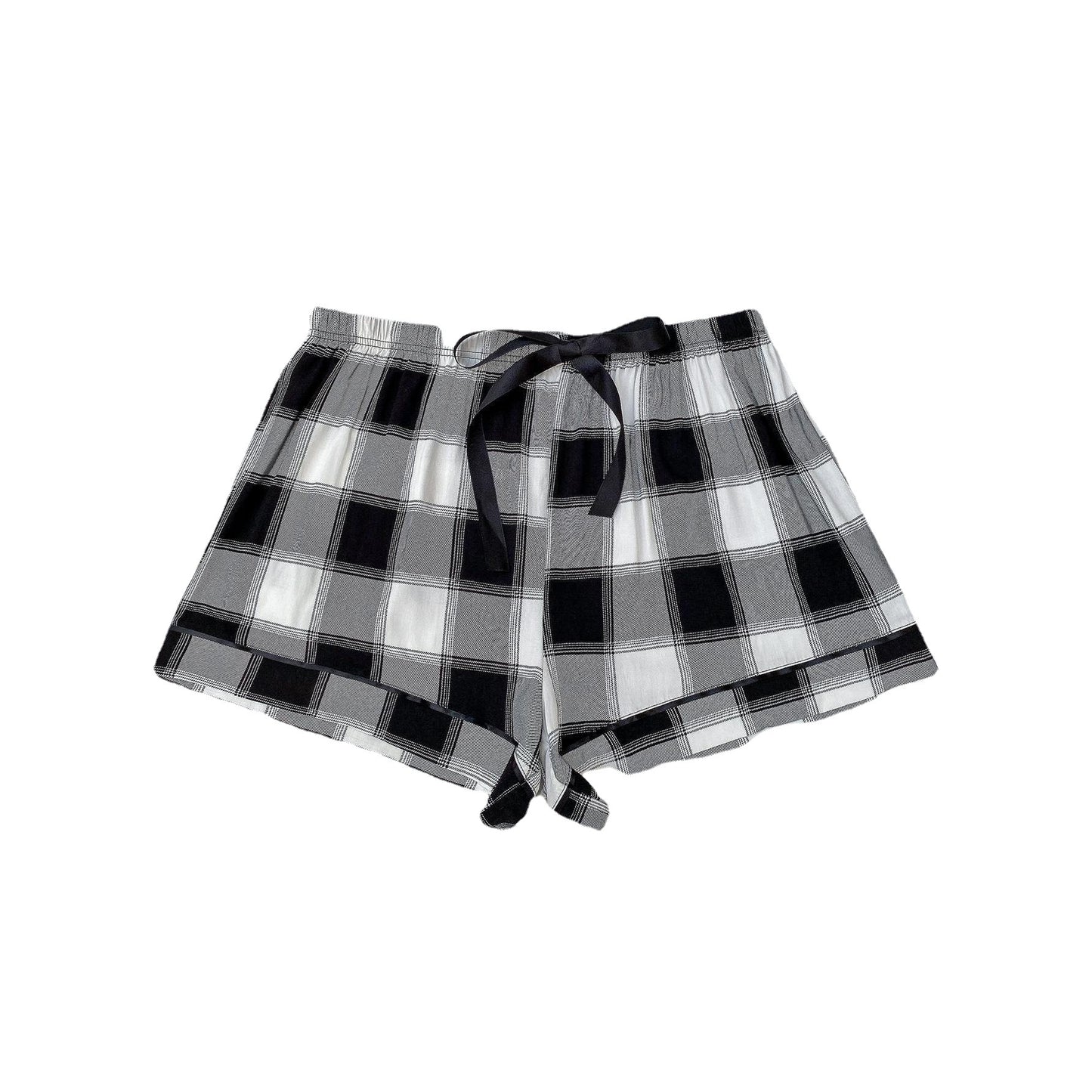 Plus Size Plaid Drawstring Shorts